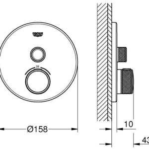 Virštinkinė dušo maišytuvo dalis Grohtherm Smartcontrol, 1 padėtis, brushed cool sunrise