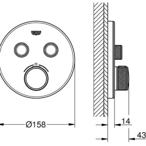 Virštinkinė termostatinio maišytuvo dalis Grohtherm SmartControl,2 valdikliai, balta