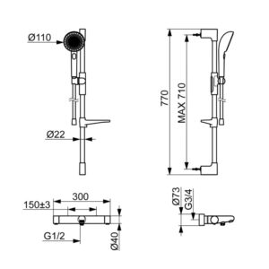 Vonios ir dušo maišytuvas su dušo komplektu Oras Aurelia 4749 chromas