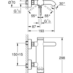 Vonios/dušo maišytuvas Essence New, chromas