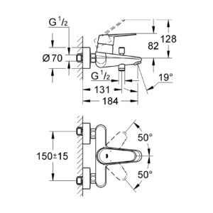 Vonios/dušo maišytuvas Eurodisc Cosmopolitan, chromas