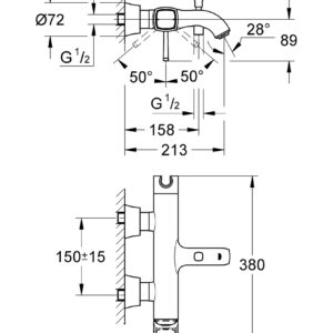Vonios/dušo maišytuvas Grandera, chromas/auksas