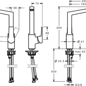 Plautuvės maišytuvas Twista su aukštu sukiojamu snapu, juodos matinės spalvos