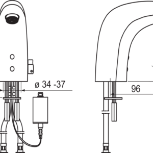 (n.g.)Bekontaktis praustuvo maišytuvas Oras Electra 6V, Bluetooth, be dugno vožtuvo, su temperatūros regul. rankenėle