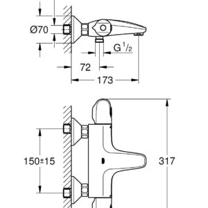 (n.g.)Termostatinis vonios/dušo maišytuvas Grohtherm 1000 NEW, chromas